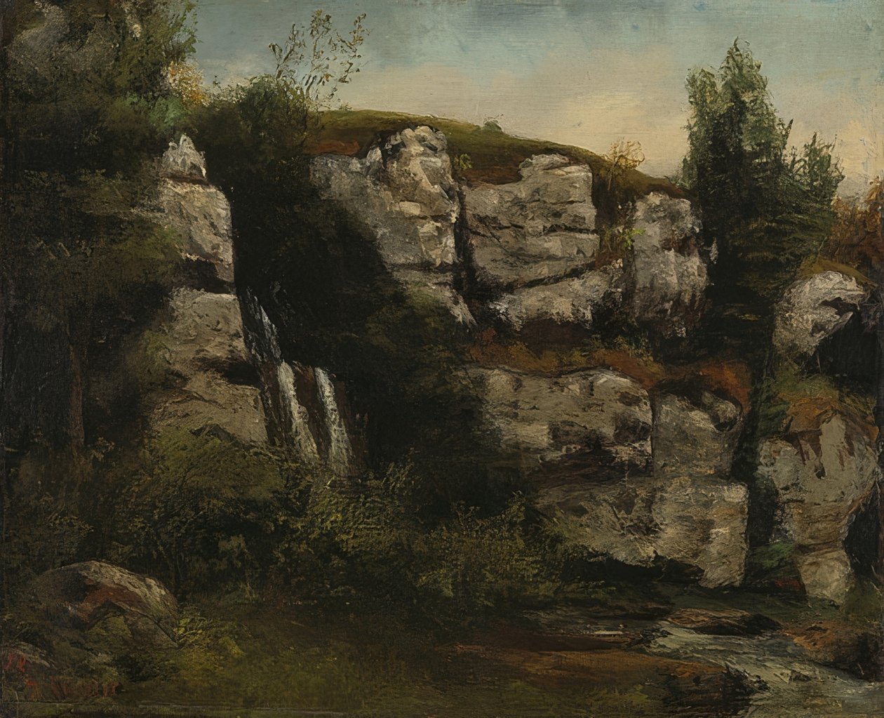 Krajobraz ze skałami i wodospadem. 1872 autorstwa Gustave Courbet