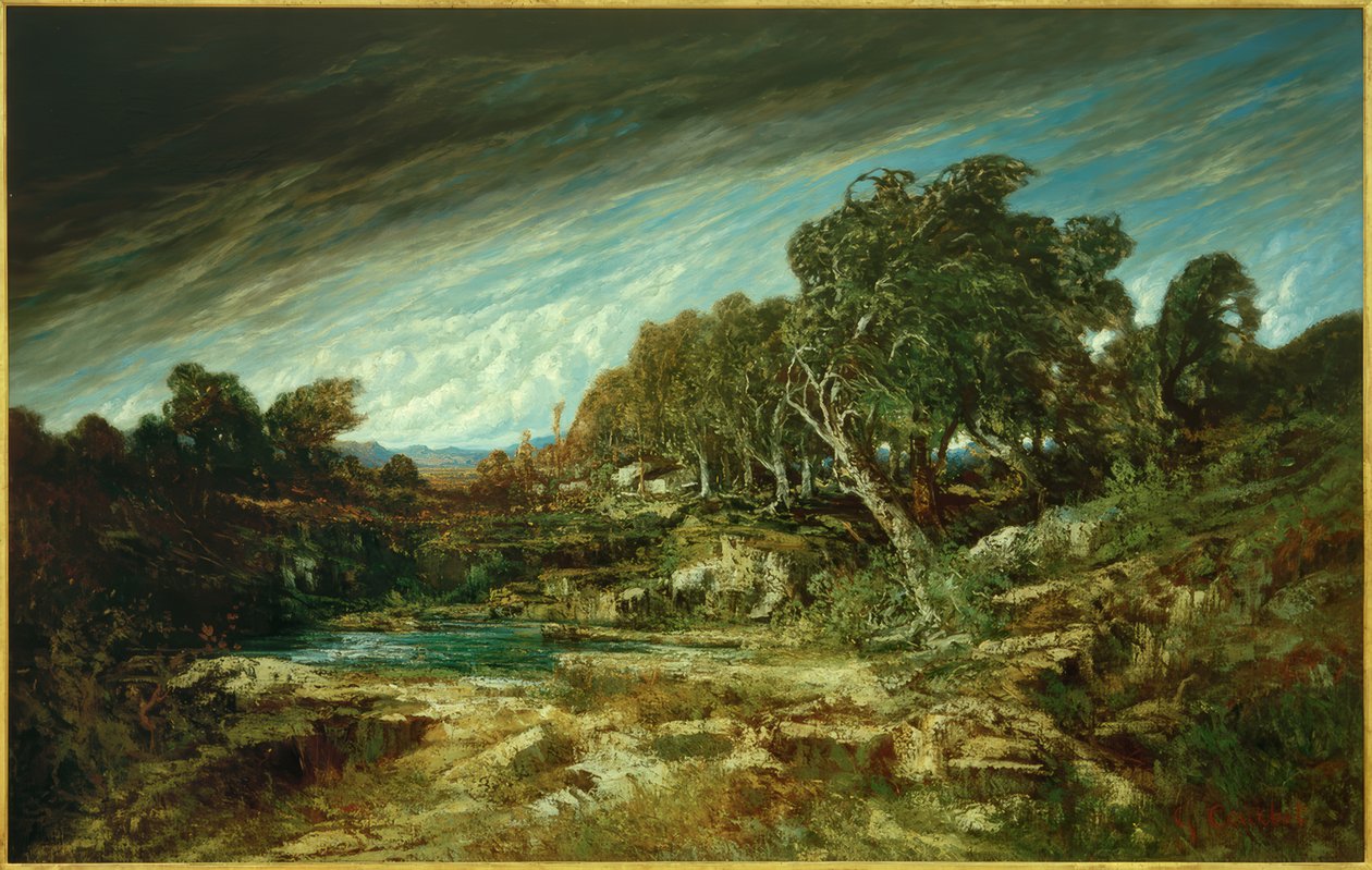 Podmuch wiatru, las Fontainebleau autorstwa Gustave Courbet