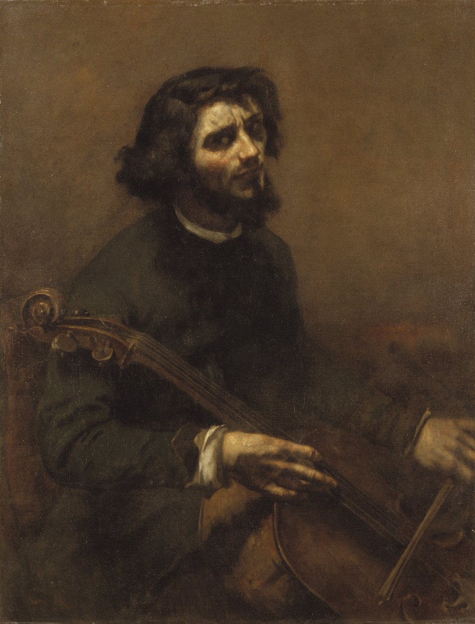 Wiolonczelista (autoportret) - Wiolonczelista (autoportret), autorstwa Courbeta, Gustave