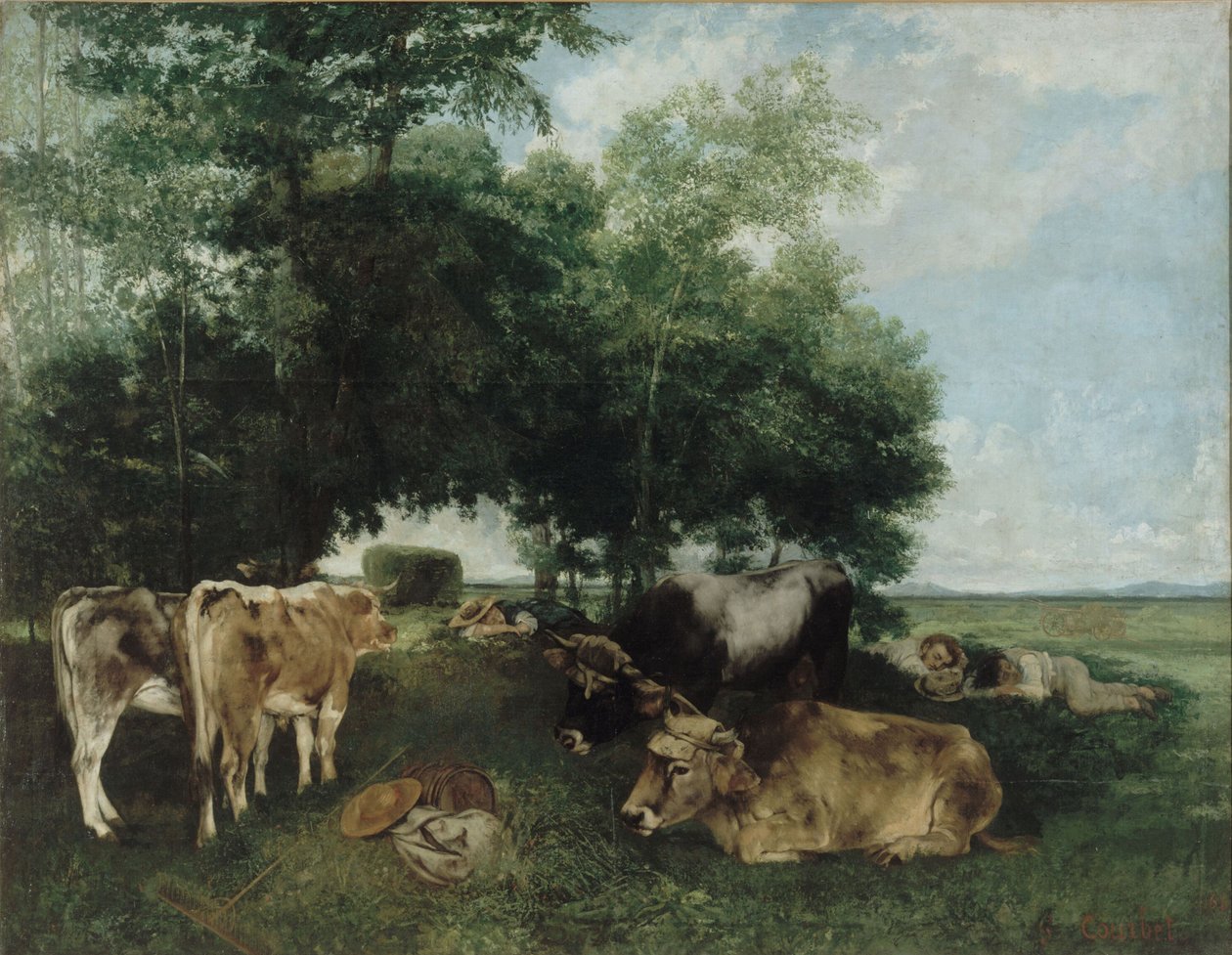 Drzemka w okresie sianokosów, Góry Doubs autorstwa Gustave Courbet