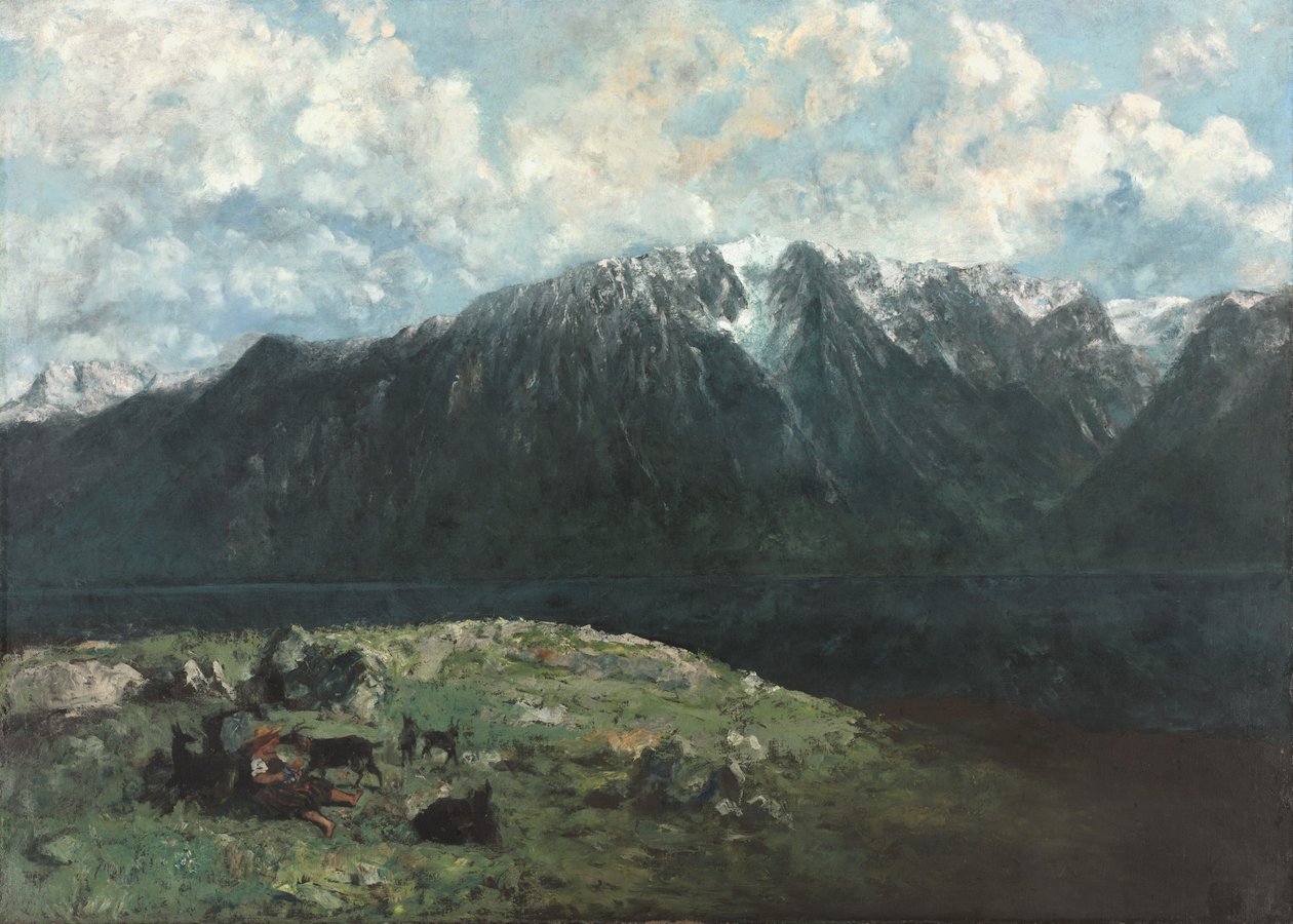 Panoramiczny widok na Alpy, Les Dents du Midi autorstwa Gustave Courbet
