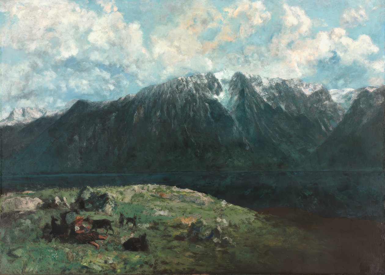 Panoramiczny widok na Alpy, Les Dents du Midi autorstwa Gustave Courbet