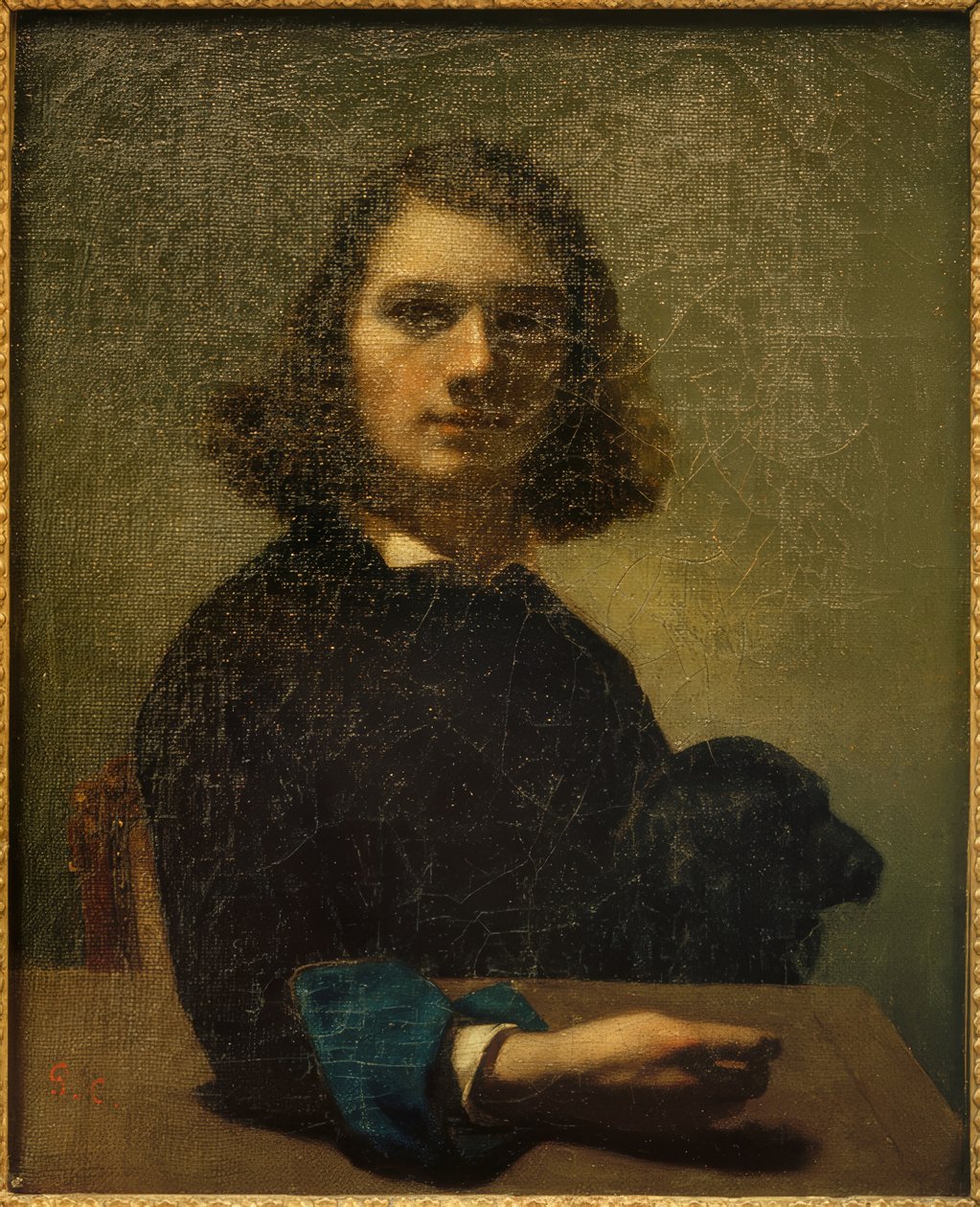 Mały portret artysty z czarnym psem autorstwa Gustave Courbet