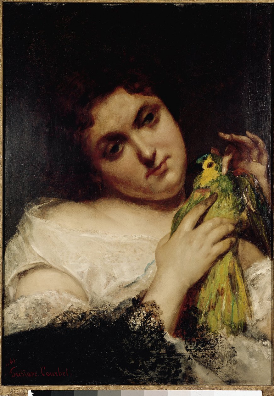 Portret damy z papugą Obraz Gustave