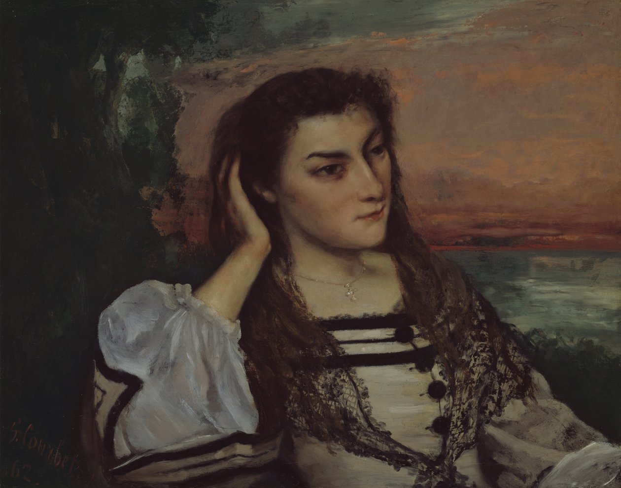 Rêverie (Portret Gabrielle Borreau) autorstwa Gustave Courbet