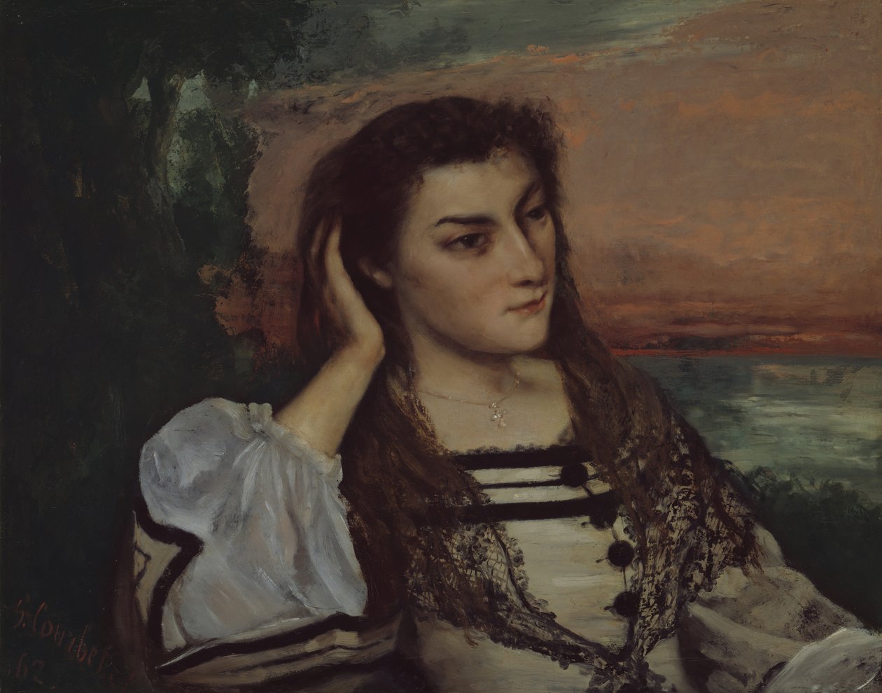 Zamyślony portret Gabrielle Borreau, 1862. autorstwa Gustave Courbet
