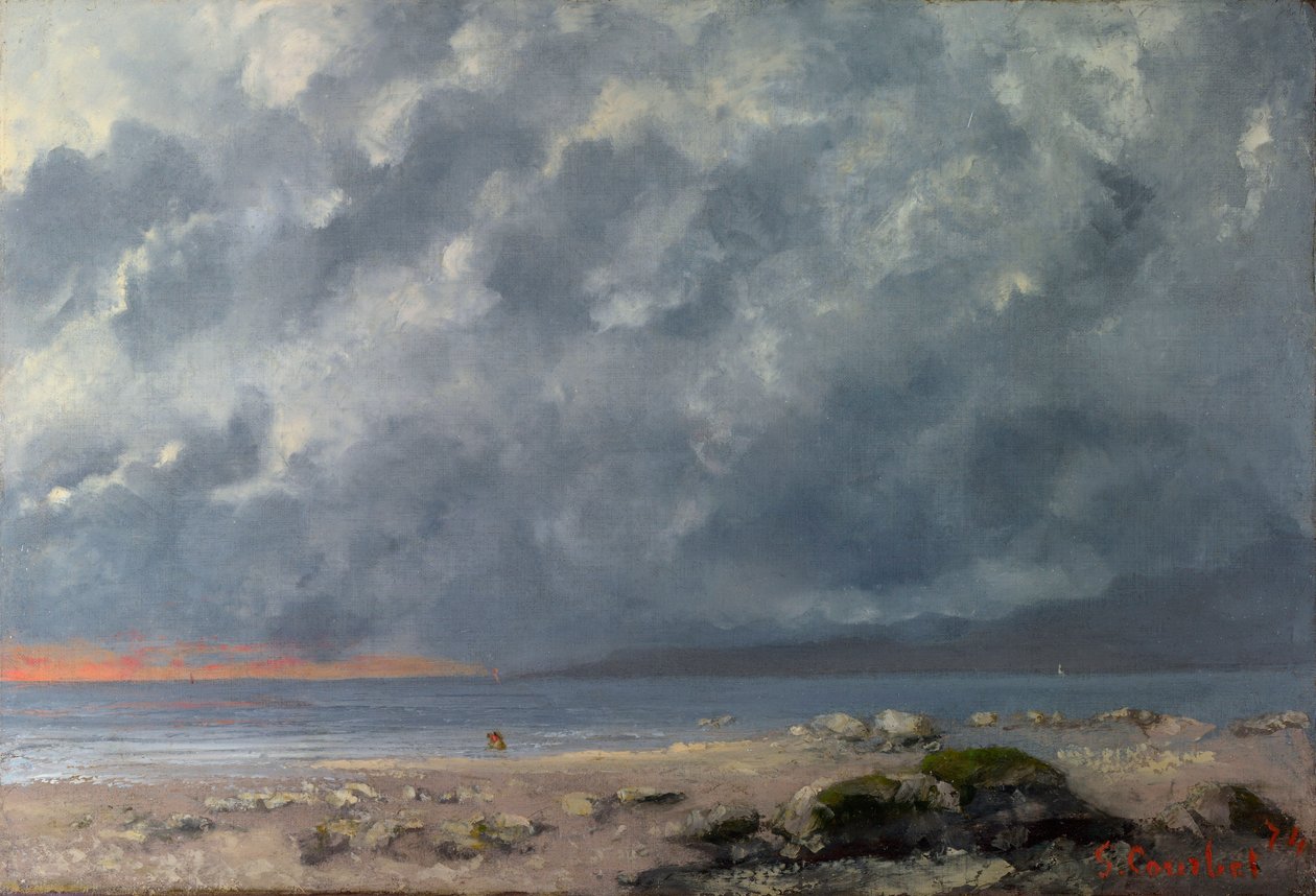 ""Scene de plage"" (Scena na plaży) Peinture de Gustave Courbet (1819-1877) - 1874 - Olej na płótnie Ciemny 38x55,5 cm National Gallery, Londyn autorstwa Gustave Courbet