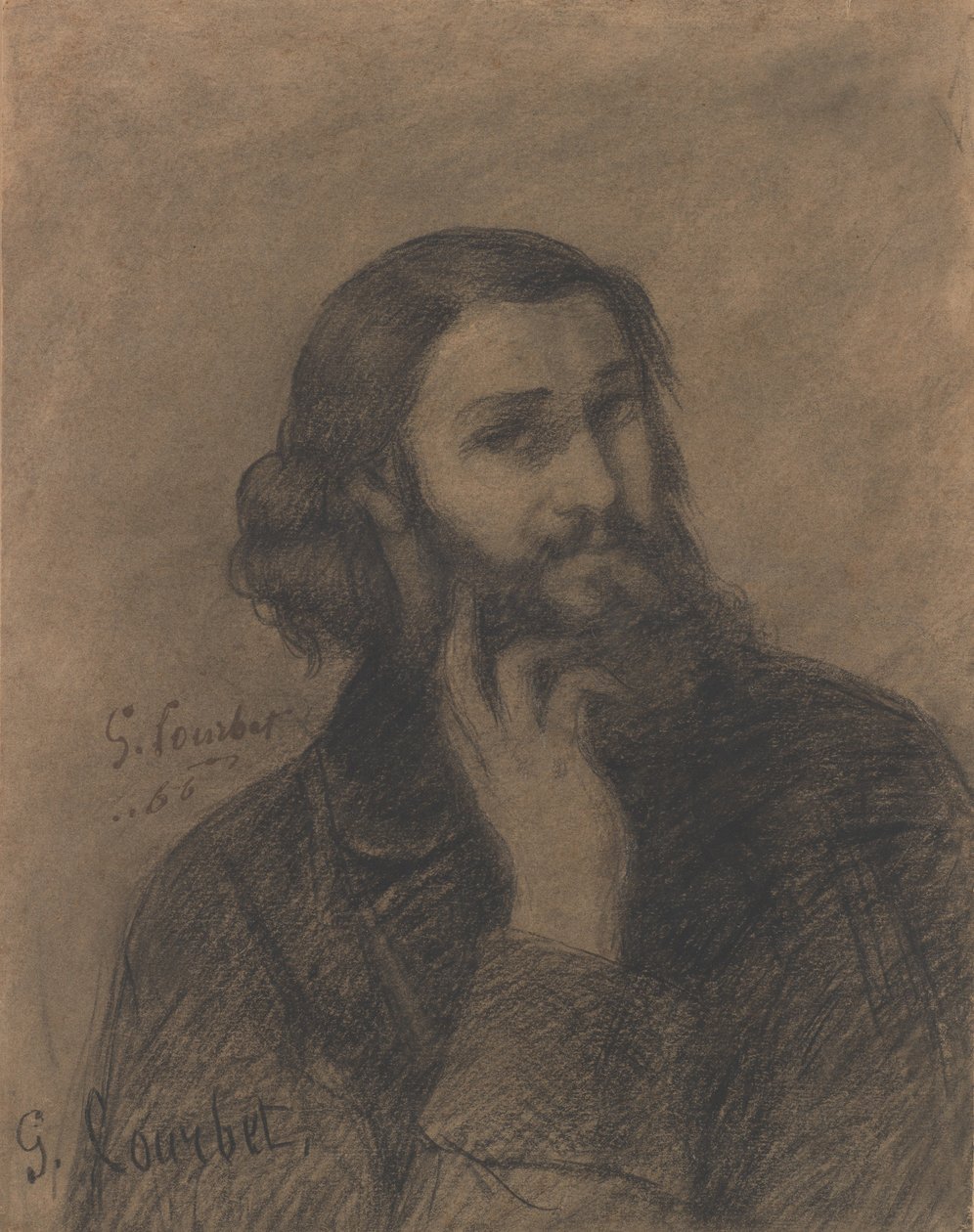 Autoportret, ok. 1866 (ołówek do opowiadania) autorstwa Gustave Courbet