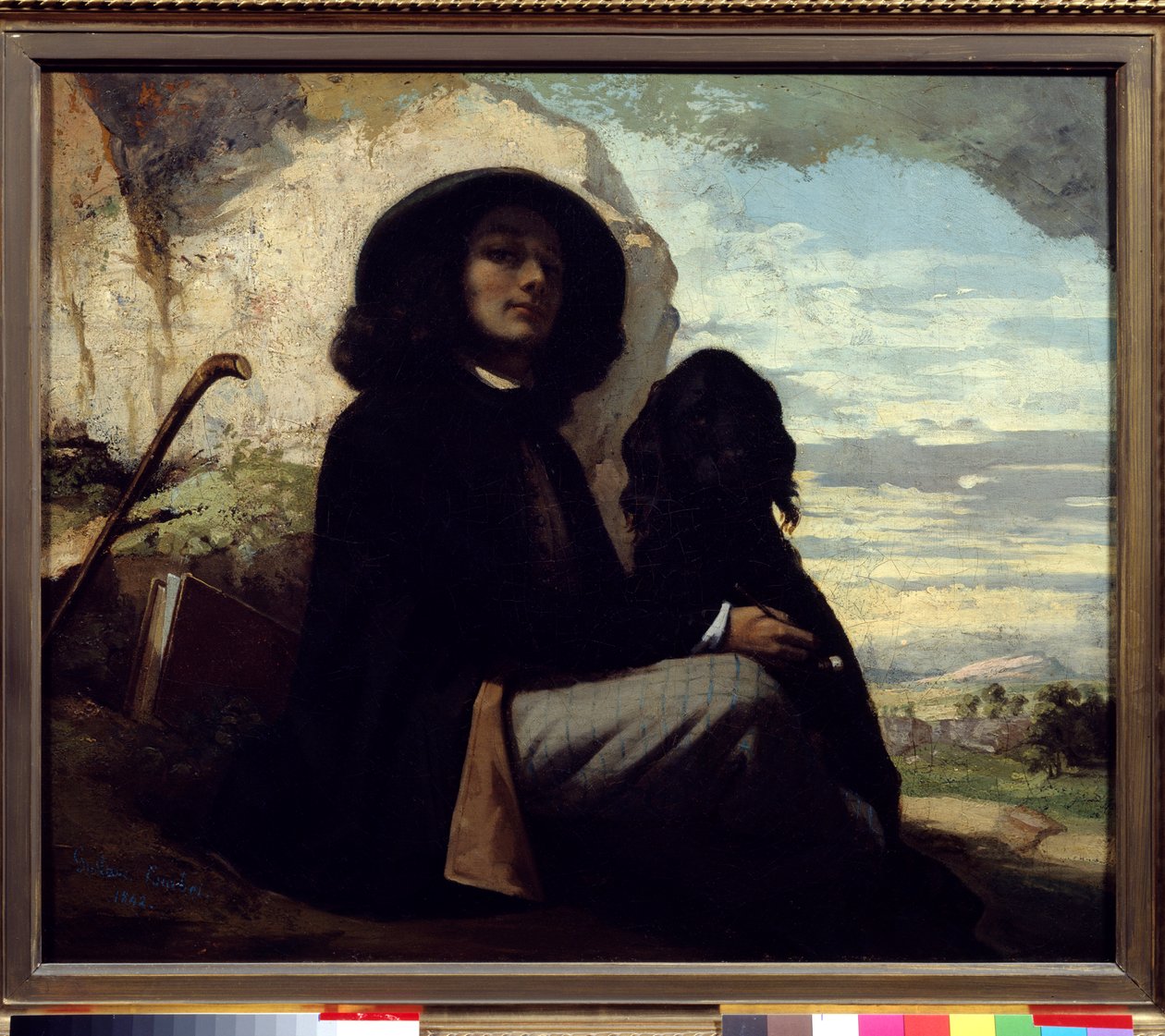 Autoportret z psem – Gustave Courbet (1819-1877) 1842 autorstwa Gustave Courbet