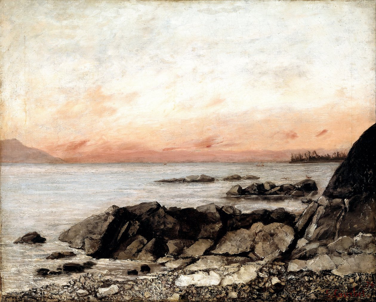 Zachód słońca, Vevey, Szwajcaria autorstwa Gustave Courbet