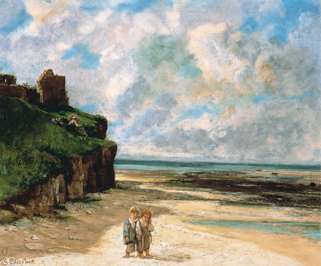 Plaża w Saint-Aubin-sur-Mer autorstwa Gustave Courbet
