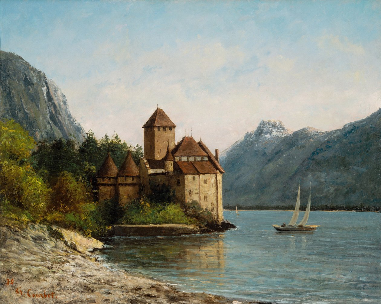 Zamek Chillon, wieczór, ok. 1872 autorstwa Gustave Courbet