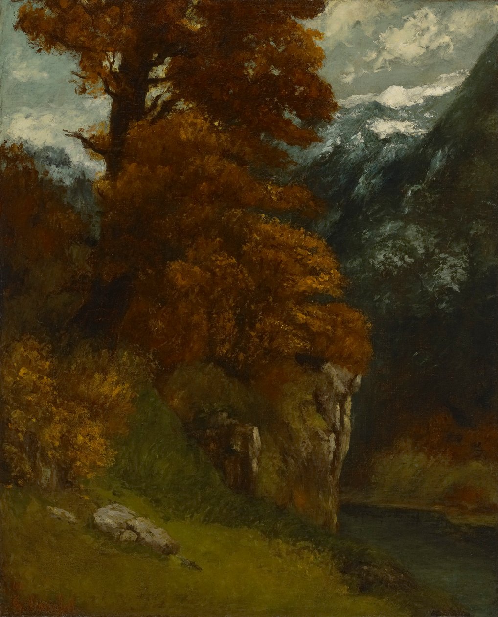 The Glen w Ornans (Banks of the Doubs; Efekt autorstwa Gustave Courbet