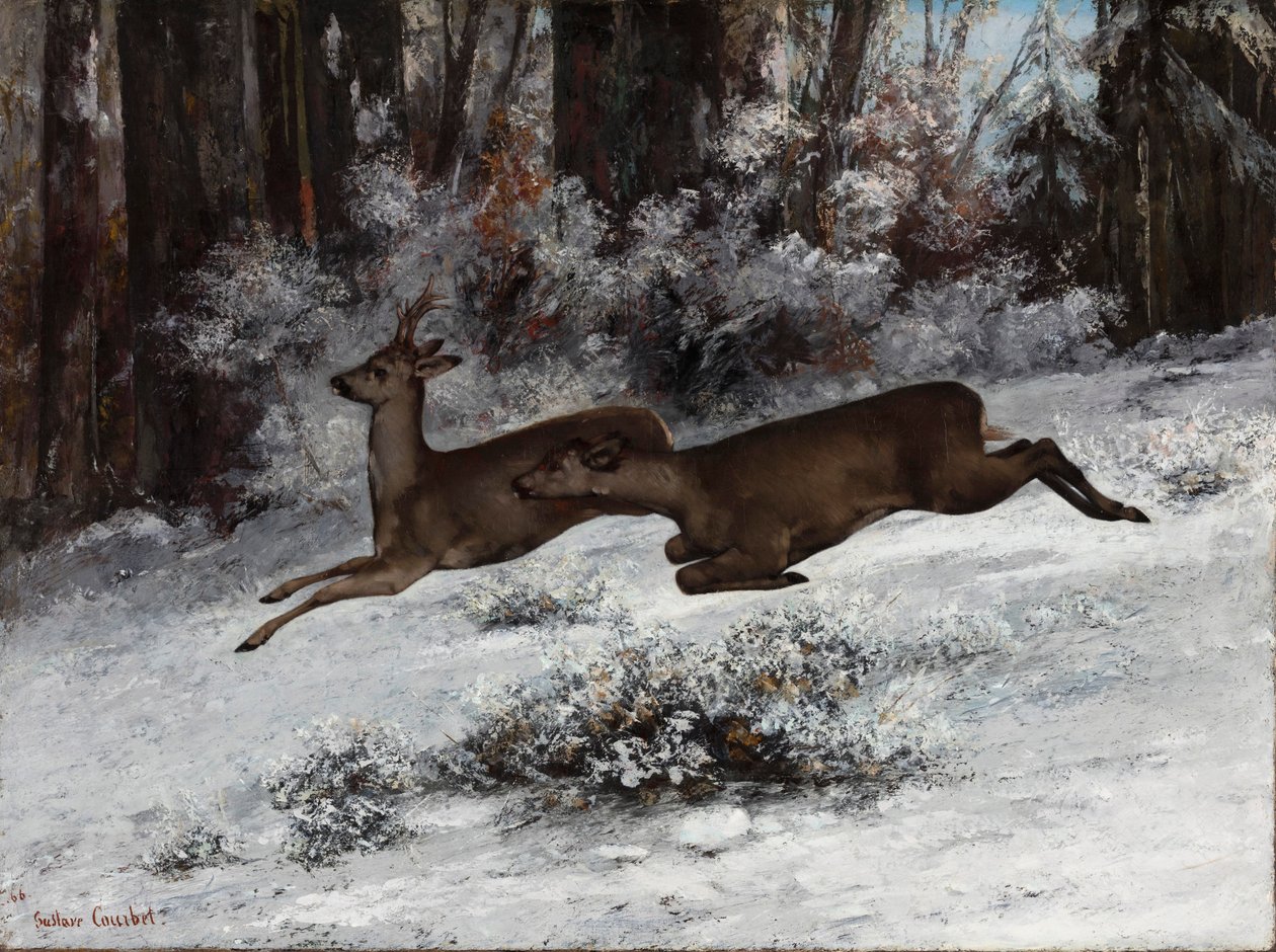 Podstęp, Odcinek polowania na sarny Franche-Comte, 1866. autorstwa Gustave Courbet