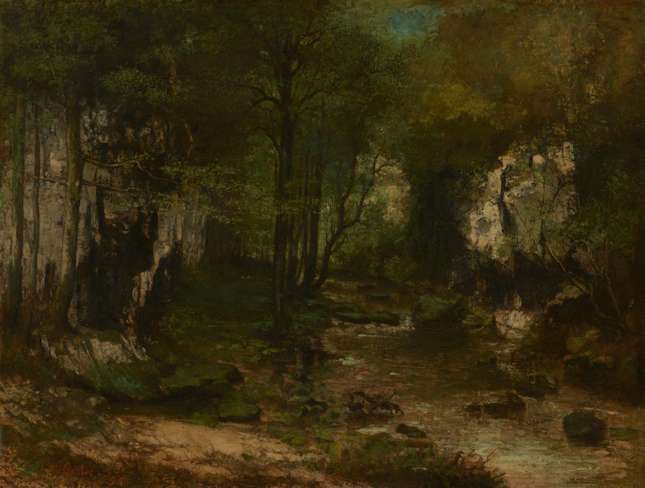 The Stream (Strumień z Puits-Noir; dolina rzeki Loue) autorstwa Gustave Courbet