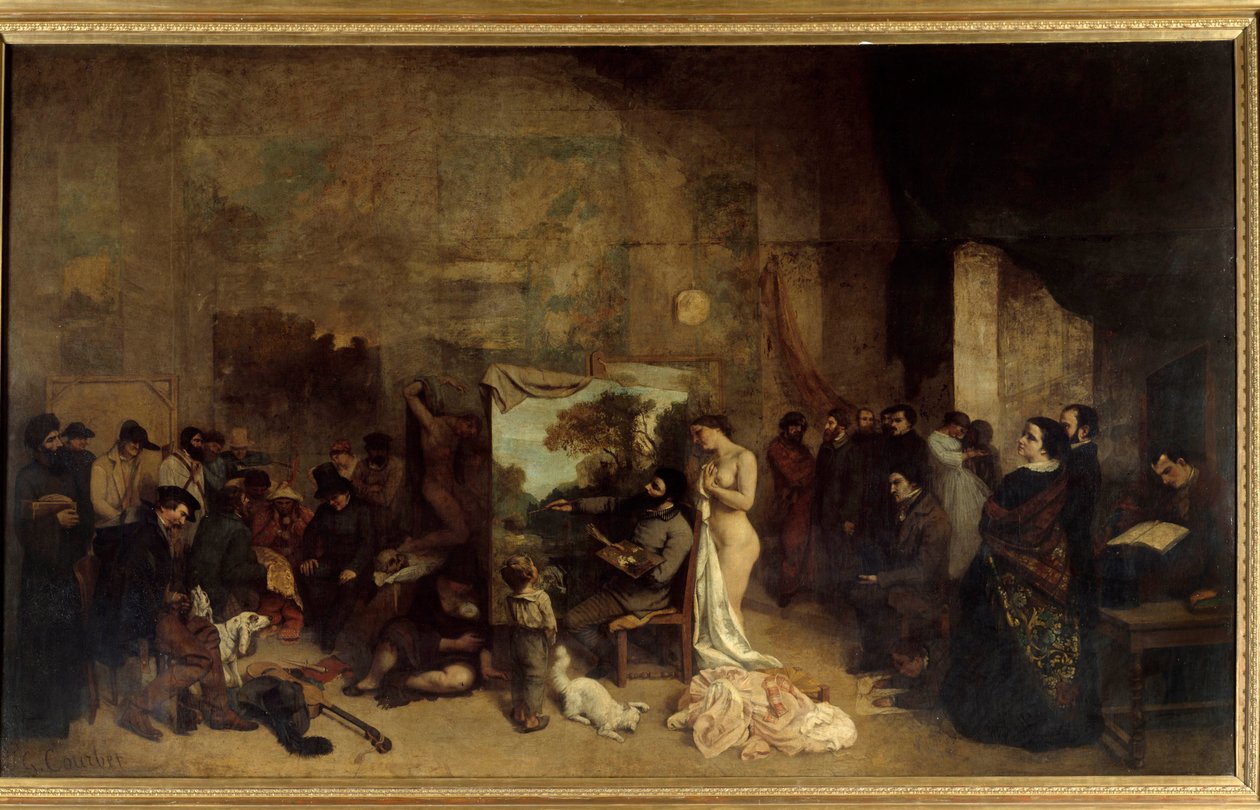 Pracownia malarza, prawdziwa alegoria autorstwa Gustave Courbet