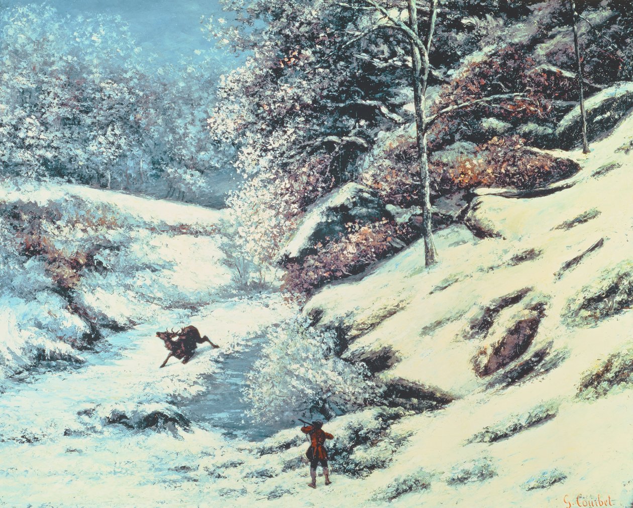 Ranny Jeleń, ok.1869 autorstwa Gustave Courbet