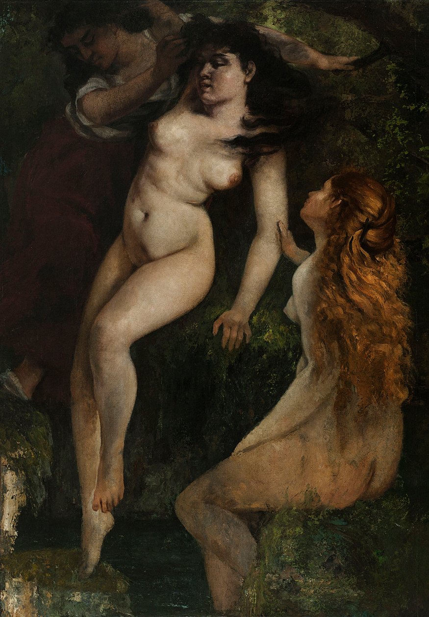 Trzy kąpiące się kobiety autorstwa Gustave Courbet