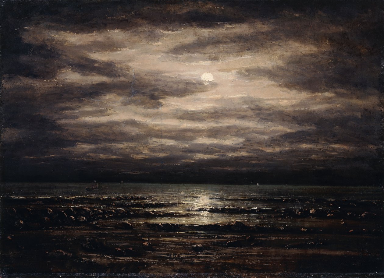 Zmierzch nad jeziorem Leman w porcie Bon, 1876 autorstwa Gustave Courbet