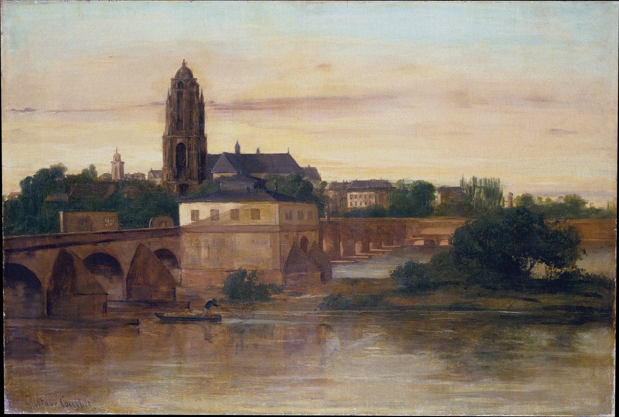 Widok na Frankfurt ze Starym Mostem z dzielnicy Sachsenhausen autorstwa Gustave Courbet