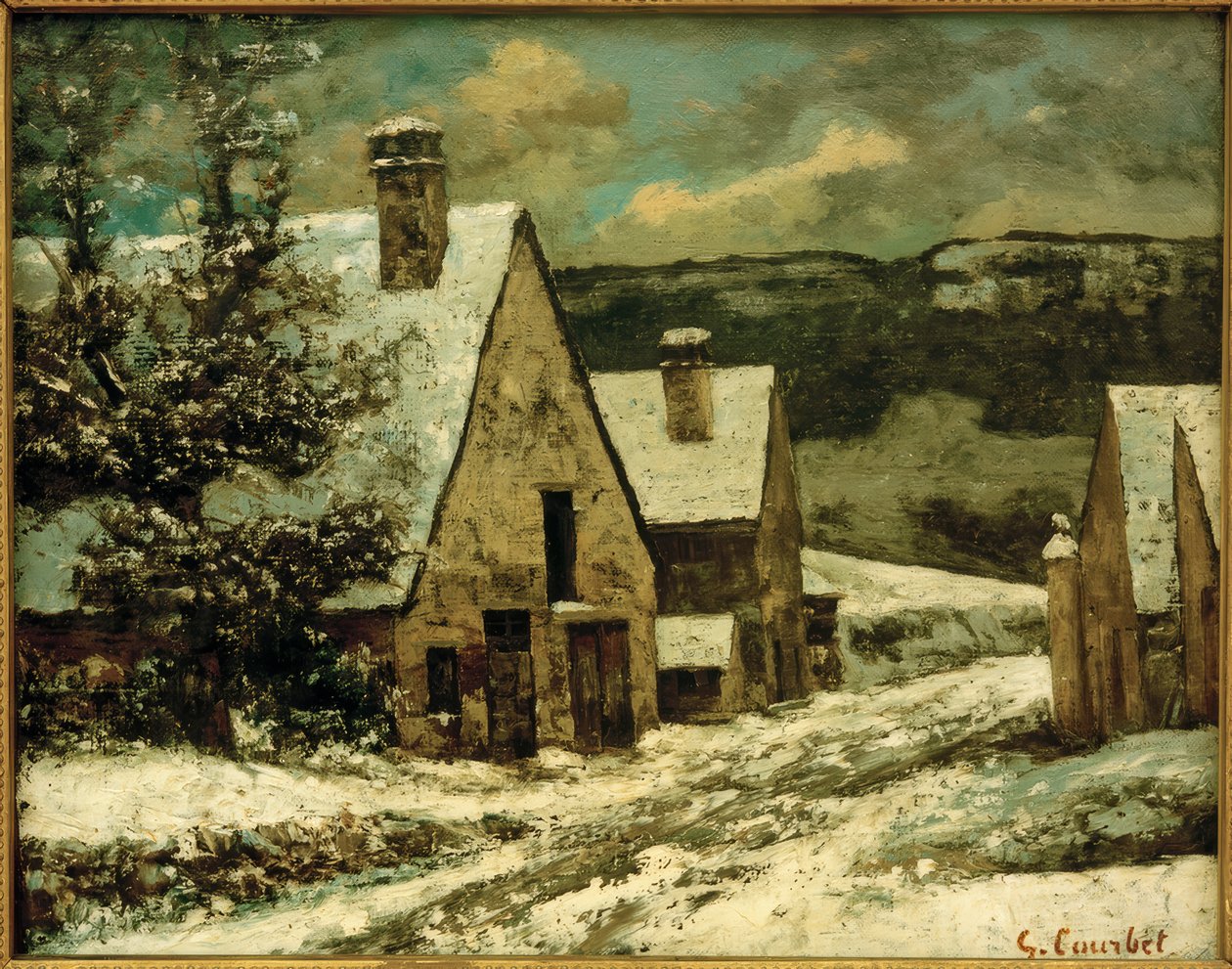 Wioska pod śniegiem autorstwa Gustave Courbet
