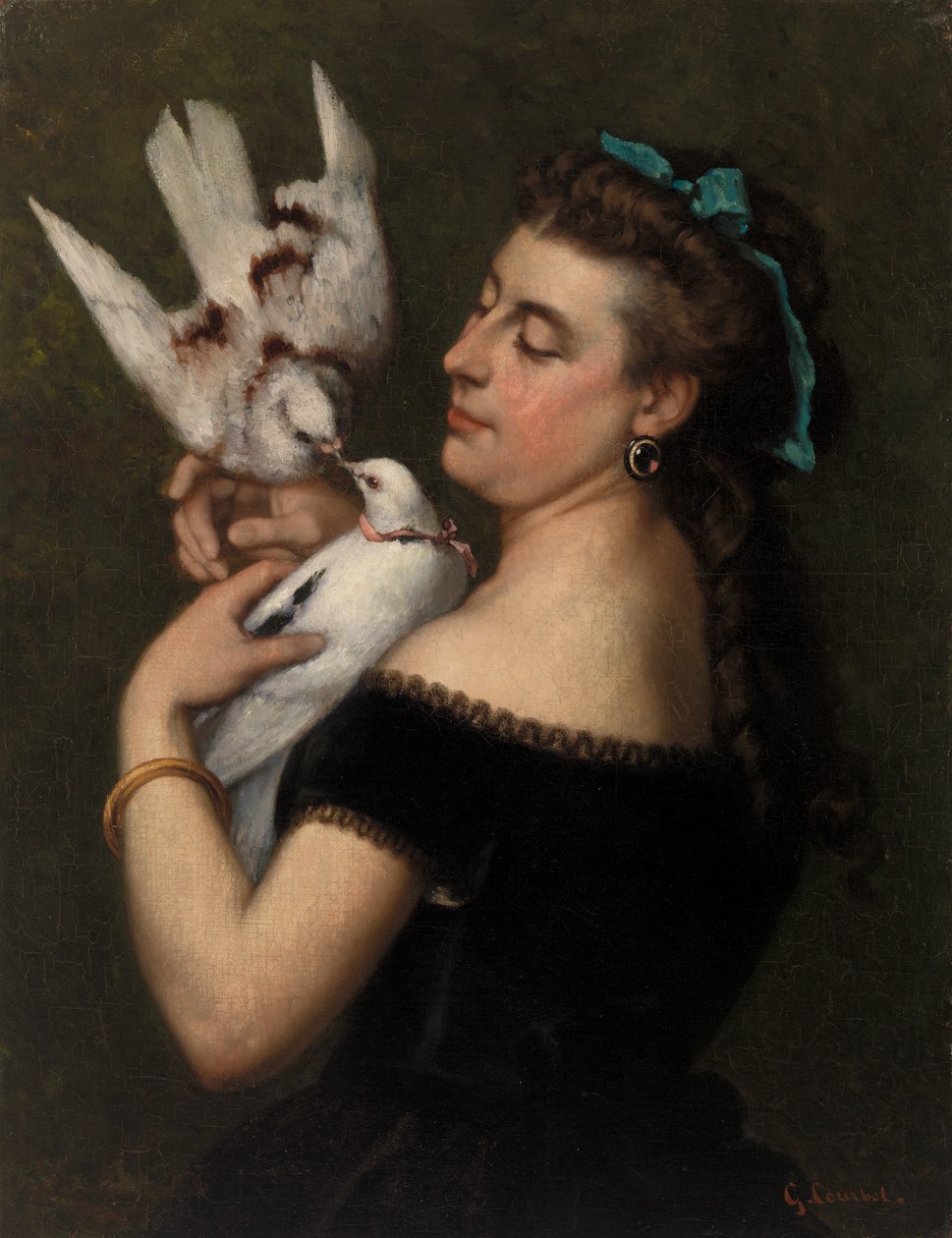 Kobieta z gołębiami autorstwa Gustave Courbet