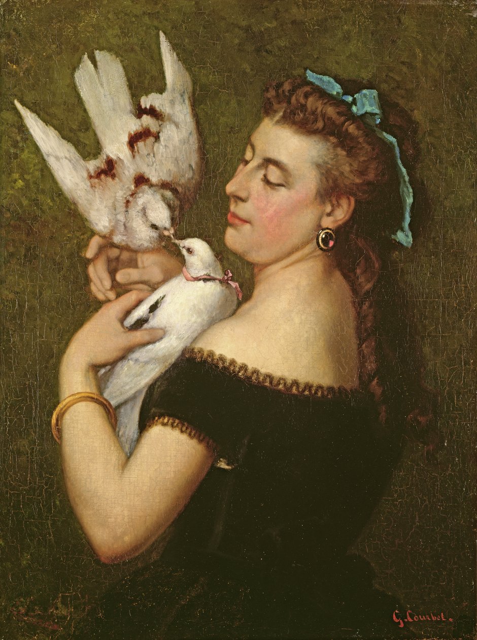Kobieta z gołębiami autorstwa Gustave Courbet