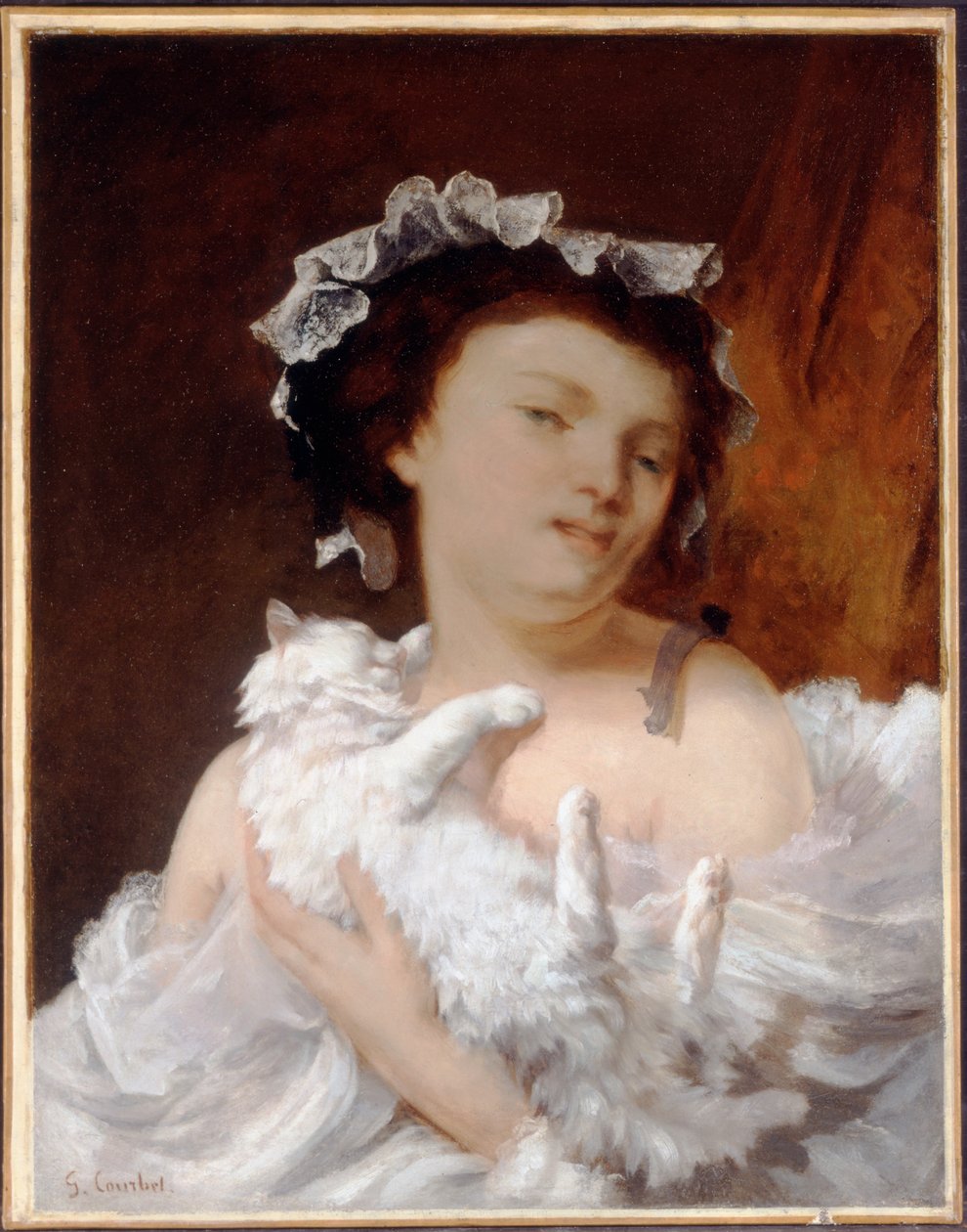 Kobieta z kotem, 1864 autorstwa Gustave Courbet