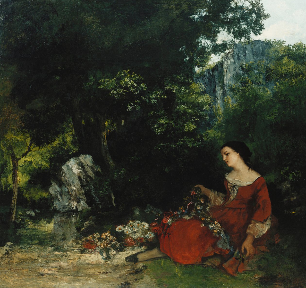 Kobieta z girlandą; Femme a la Guirlande, 1856 autorstwa Gustave Courbet