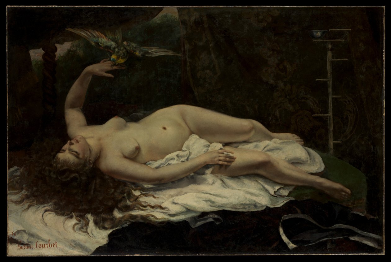 Kobieta z papugą autorstwa Gustave Courbet