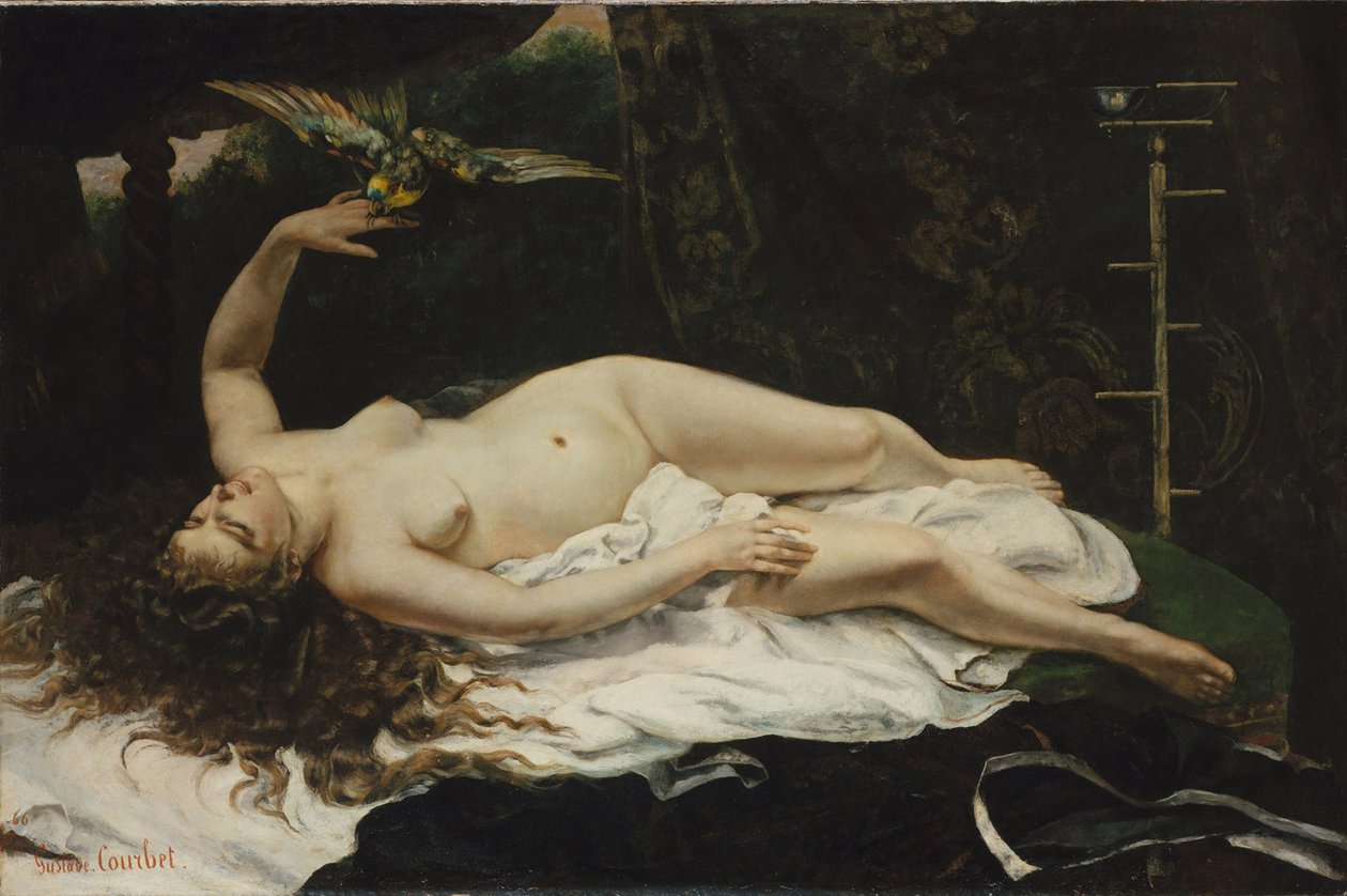 Kobieta z papugą autorstwa Gustave Courbet