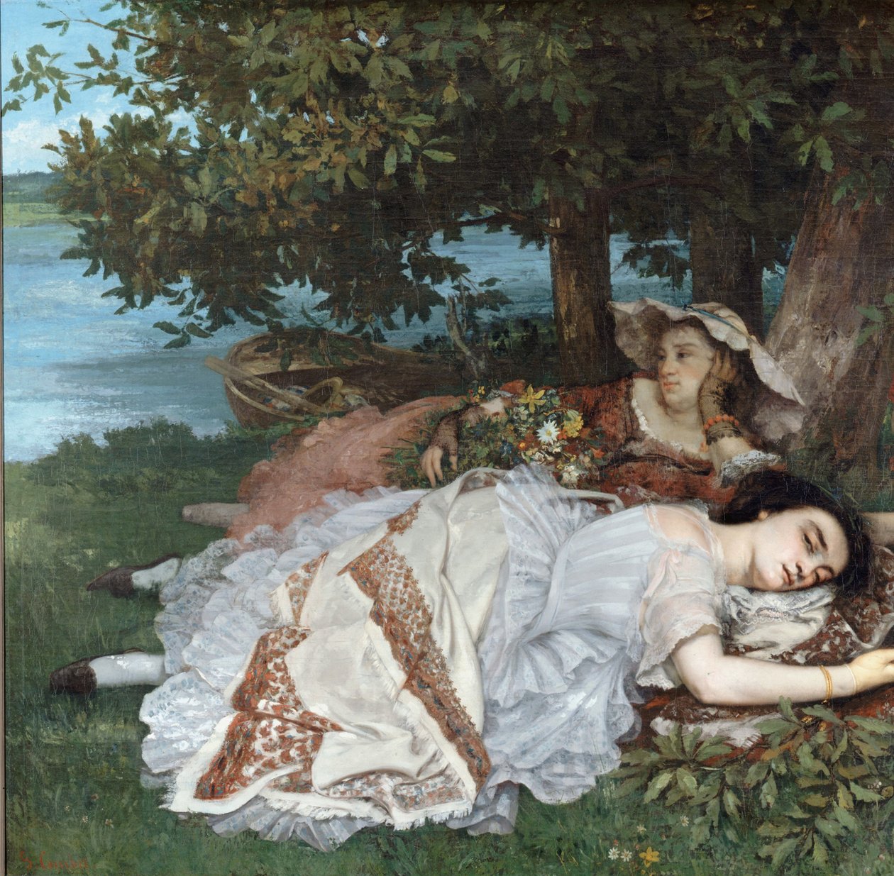 Panienki nad brzegiem Sekwany autorstwa Gustave Courbet