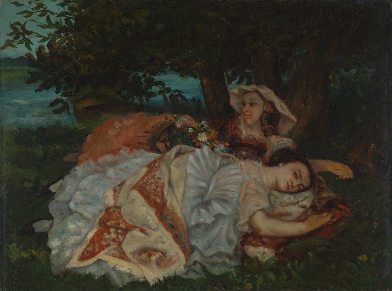 Panienki nad brzegiem Sekwany, przed 1857 r. autorstwa Gustave Courbet
