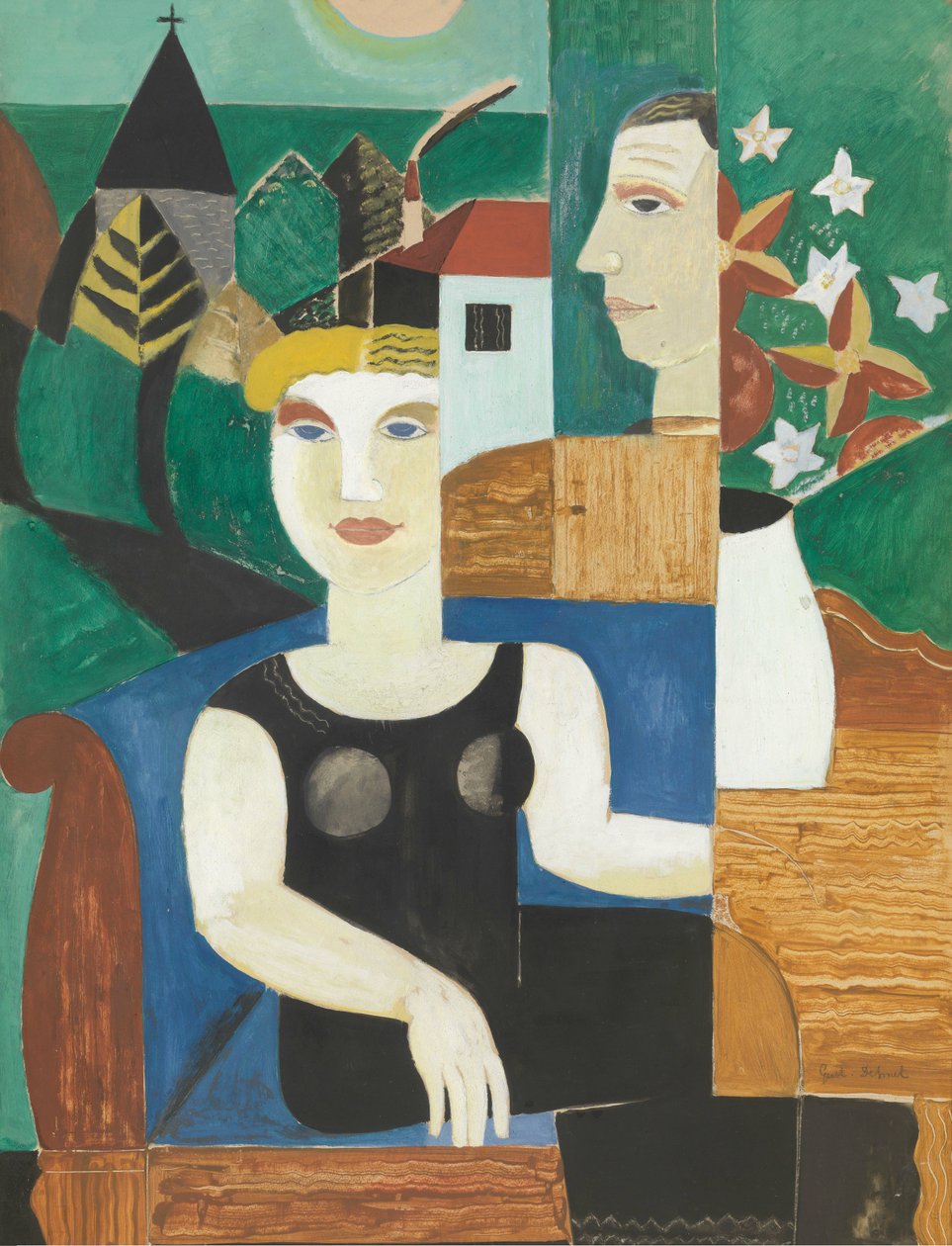 Artysta i jego żona w świetle księżyca (Us in Deurle) autorstwa Gustave de Smet
