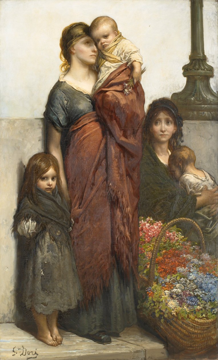 Sprzedawcy kwiatów w Londynie autorstwa Gustave Dore