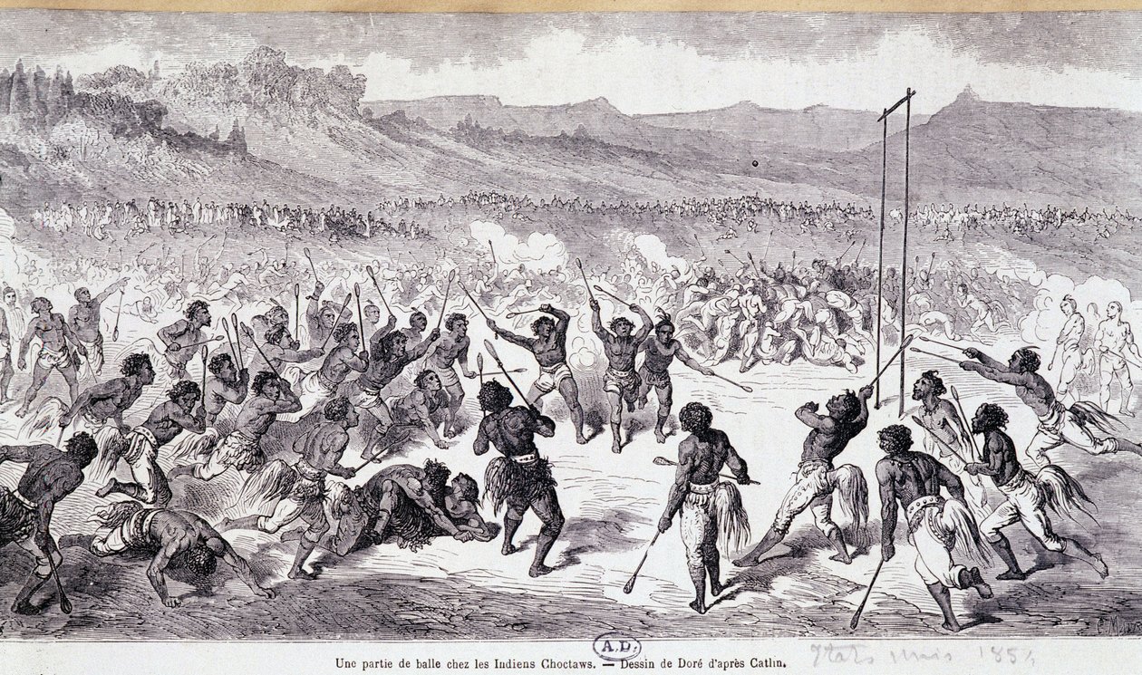 Gra w piłkę u Indian Choctaws - rycina Gustave Doré autorstwa Gustave Dore