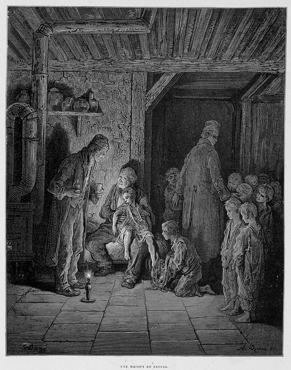 Dom schronienia - w „Londynie” Gustave Dore autorstwa Gustave Dore