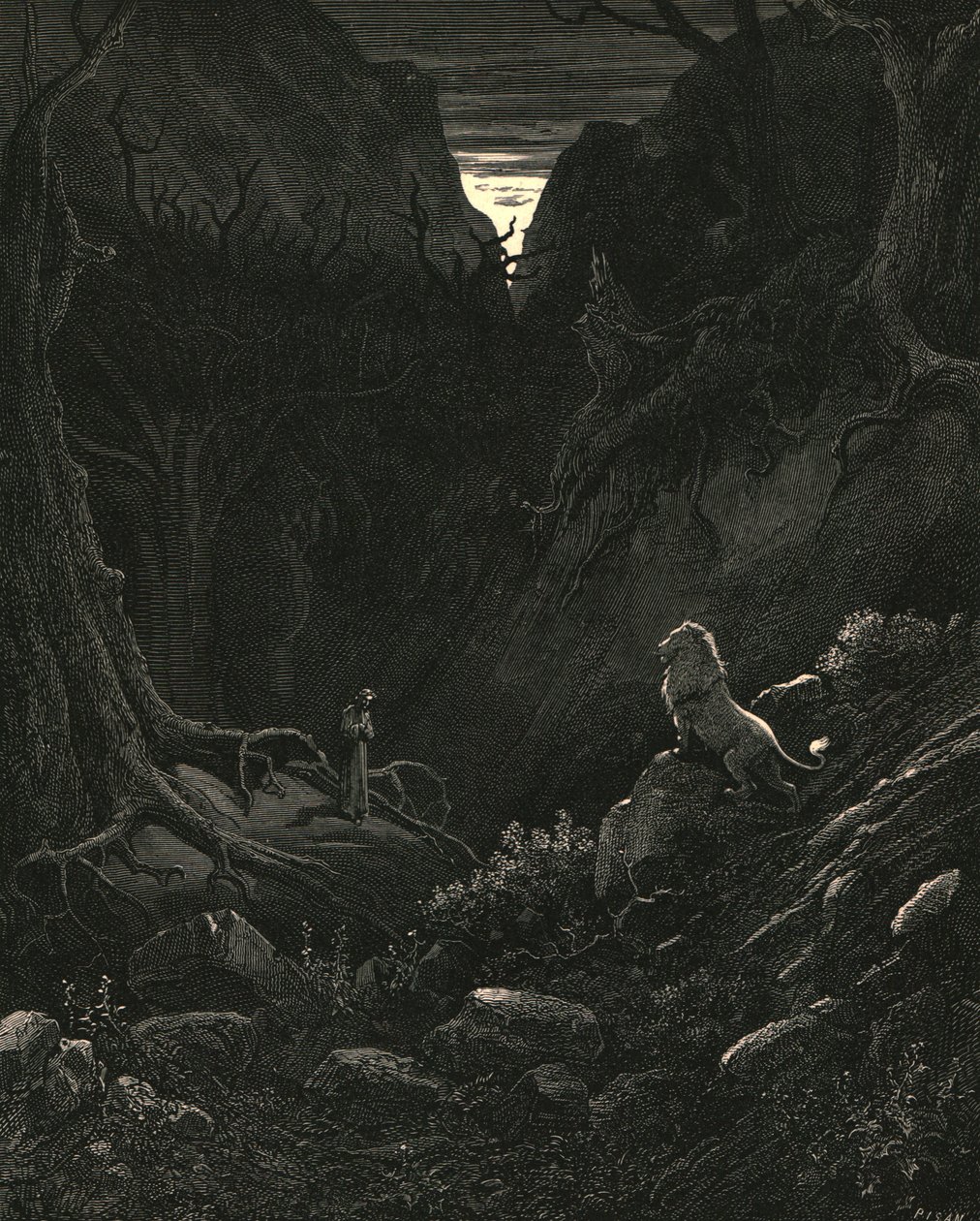 Wygląda na to, że lew pojawił się przeciwko mnie ok. 1890 r. autorstwa Gustave Dore