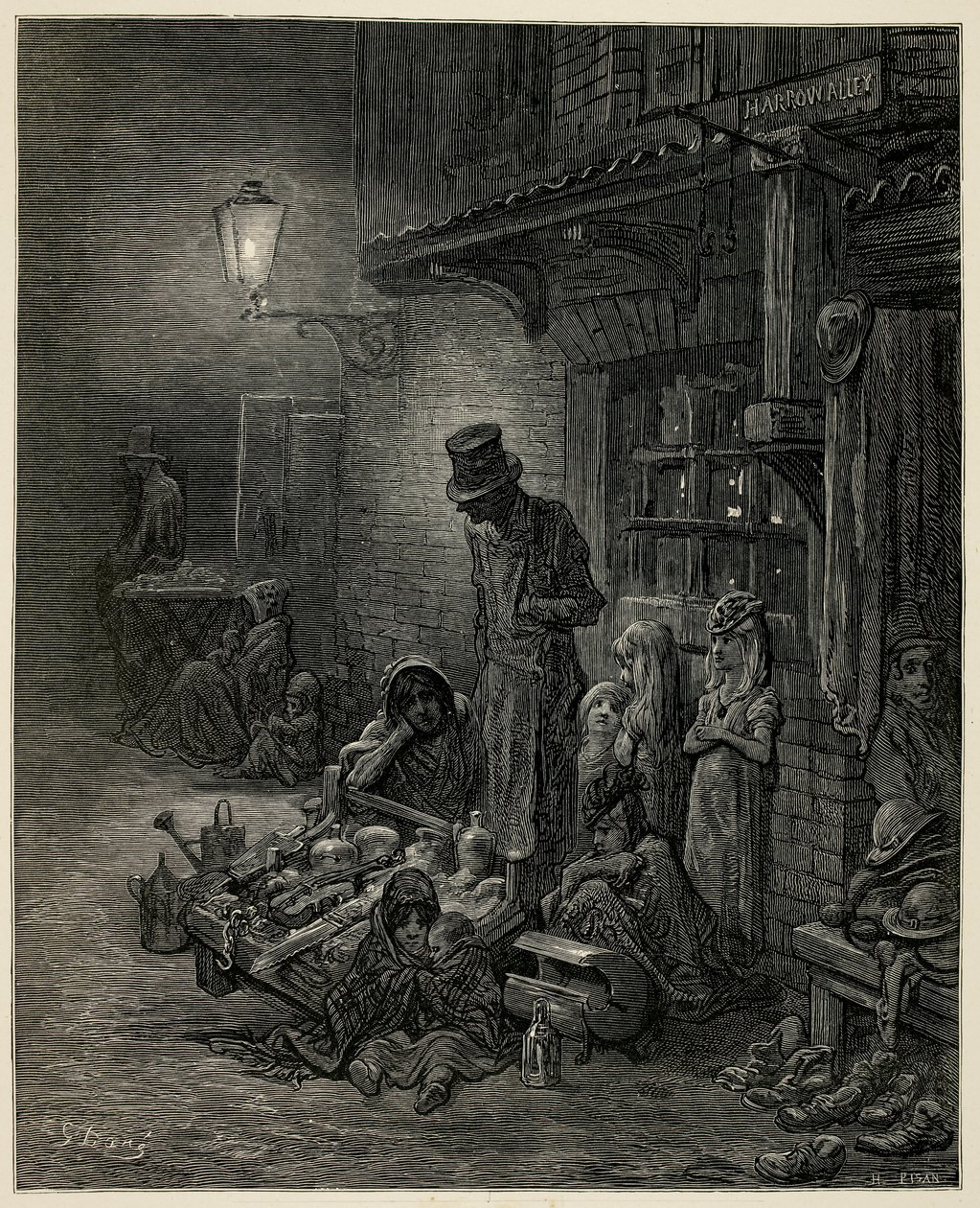 Biedna rodzina ze swoim dobytkiem. autorstwa Gustave Dore