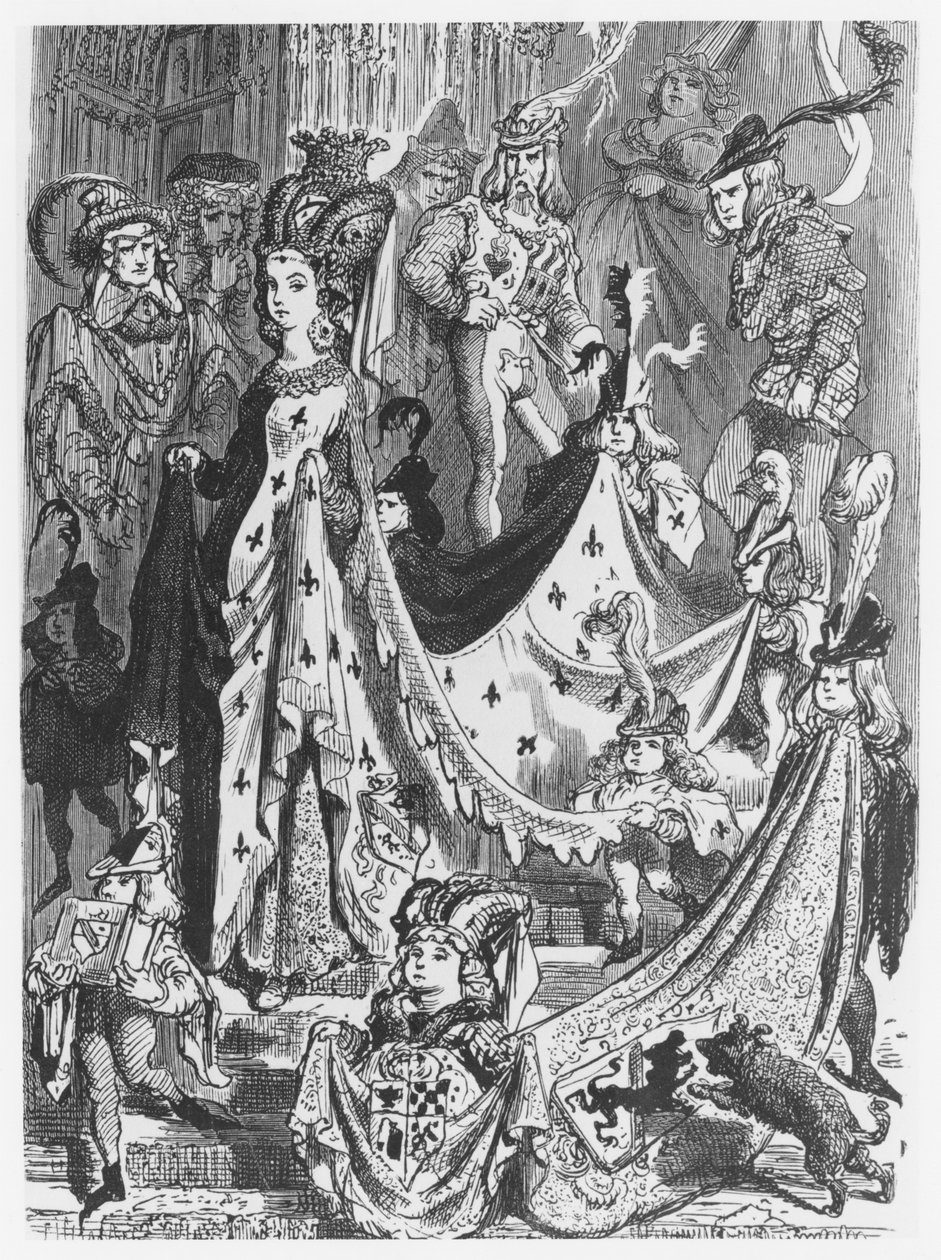 Królowa, ilustracja z „Les Contes Drolatiques” Honore de Balzac (1799-1850) autorstwa Gustave Dore