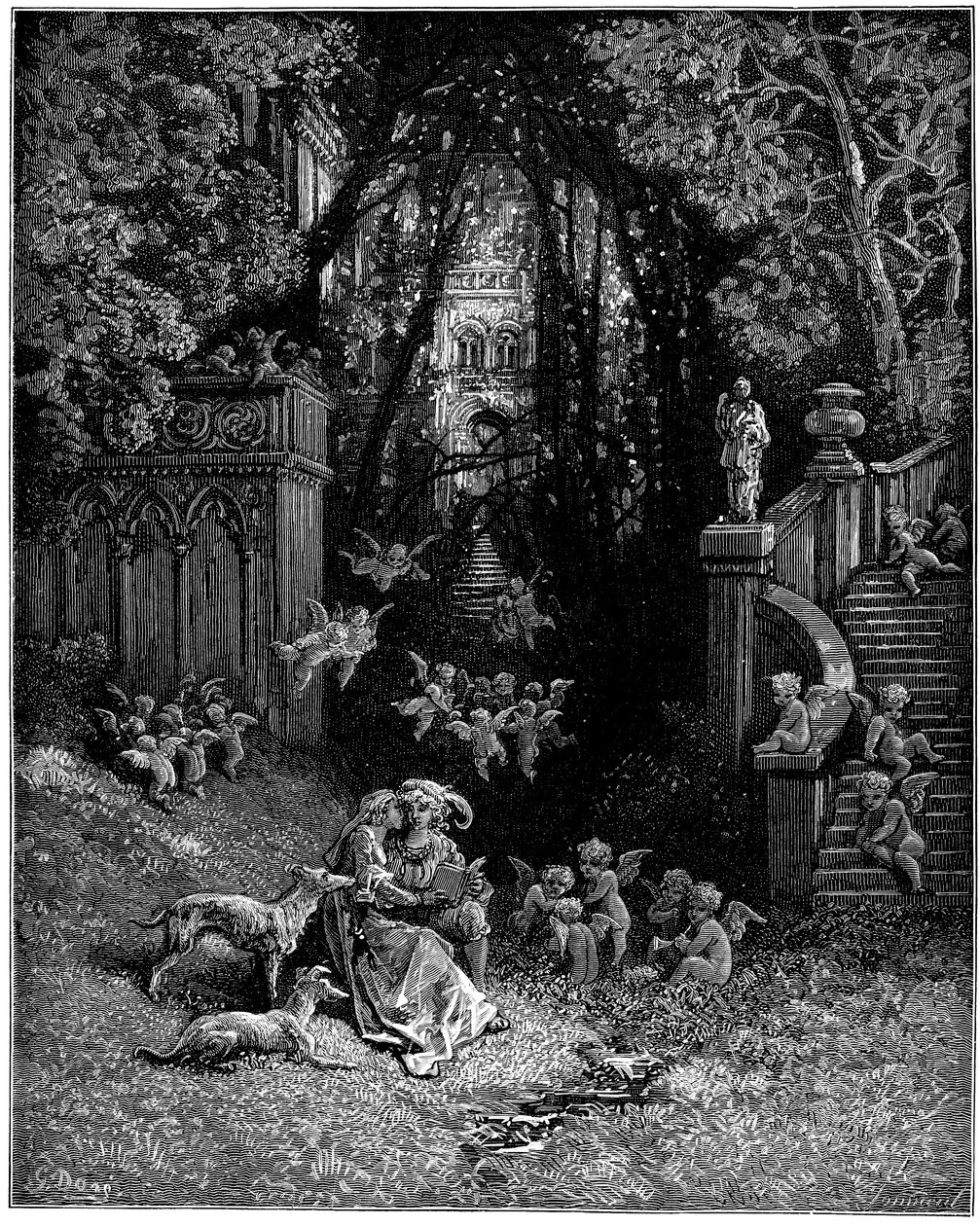 Alcina i Ruggiero jako szczęśliwi kochankowie, autorstwa Gustave Dore