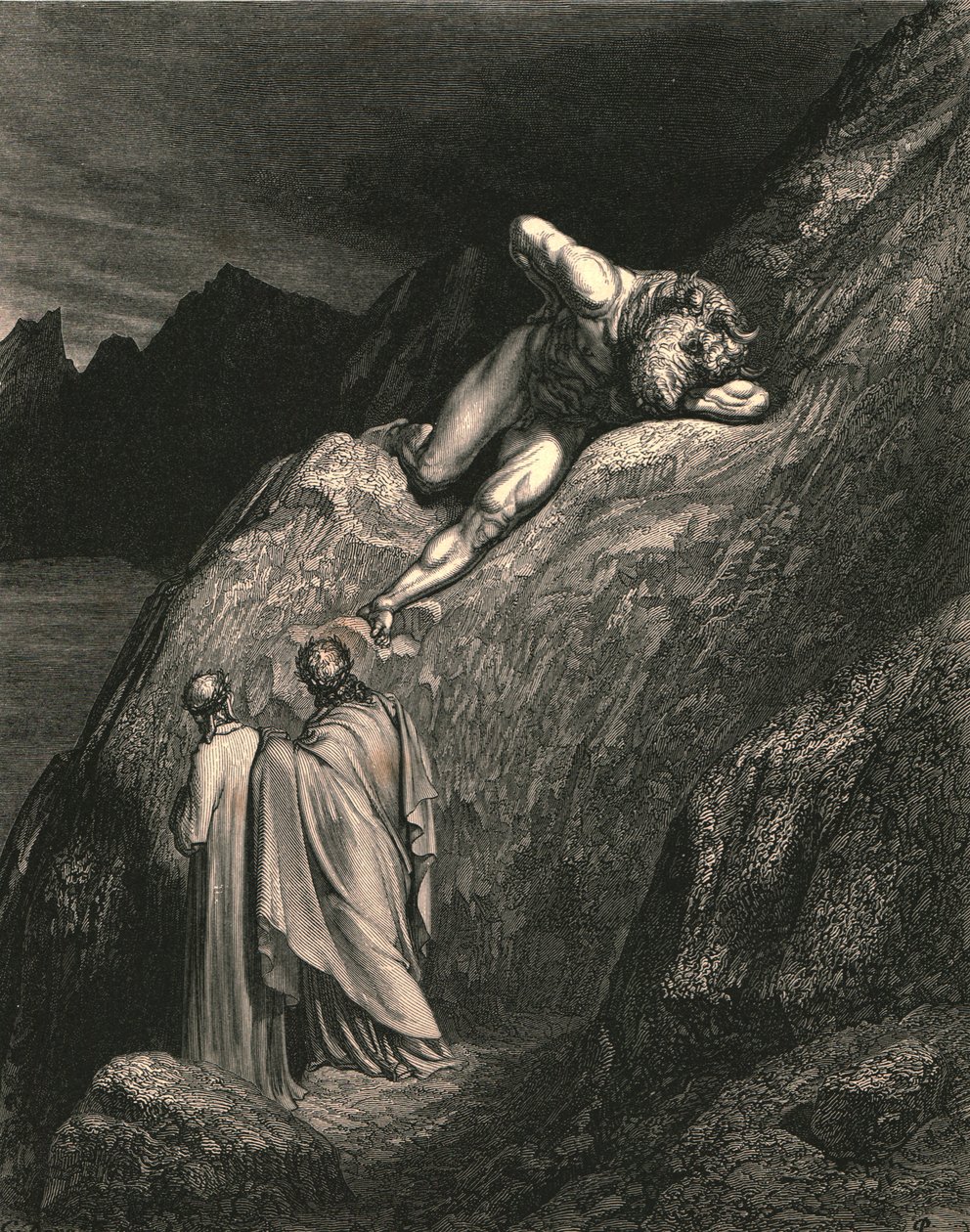 I tam, w punkcie odsuniętego grzbietu, rozciągała się hańba Krety, około 1890 roku. autorstwa Gustave Dore