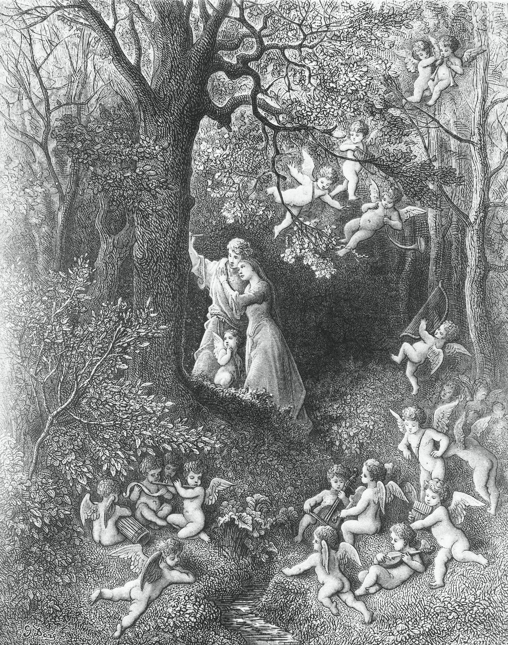 Angelica i Medoro, z filmu The Frenzy of Orlando autorstwa Gustave Dore