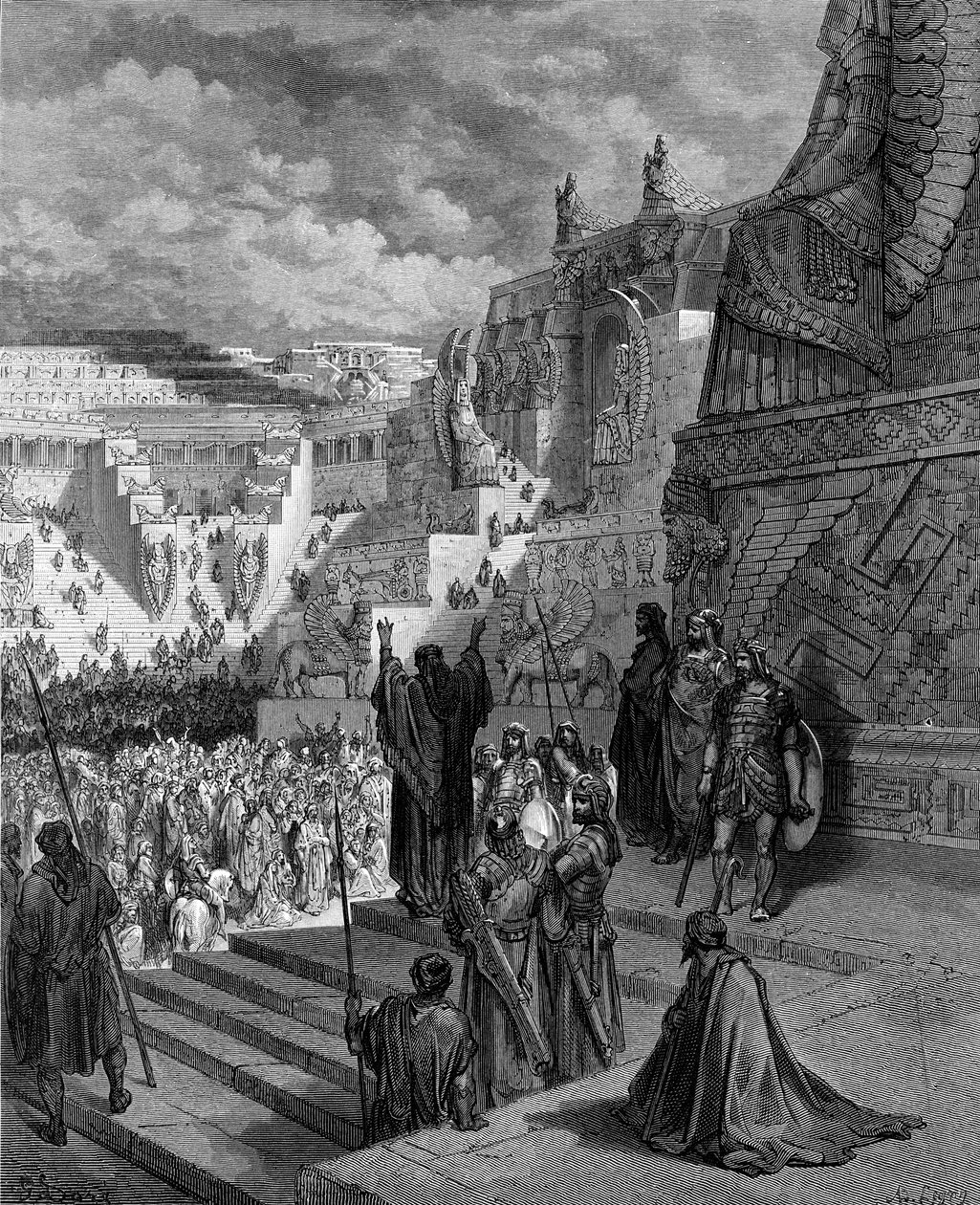Artakserkses przyznający Żydom wolność. - Biblia autorstwa Gustave Dore