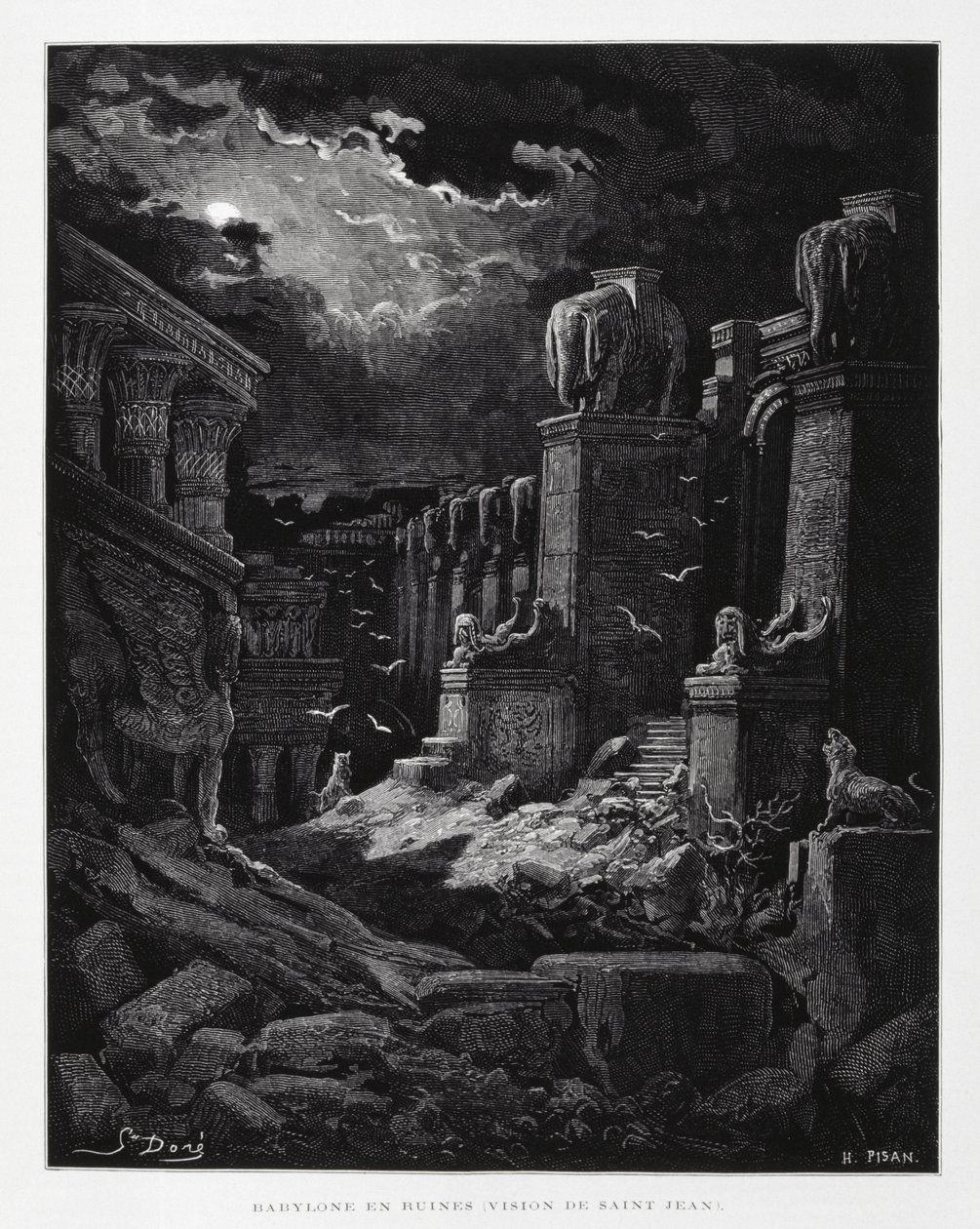 Babilon w ruinach (wizja Jana Chrzciciela), ilustracja z Biblii Dore