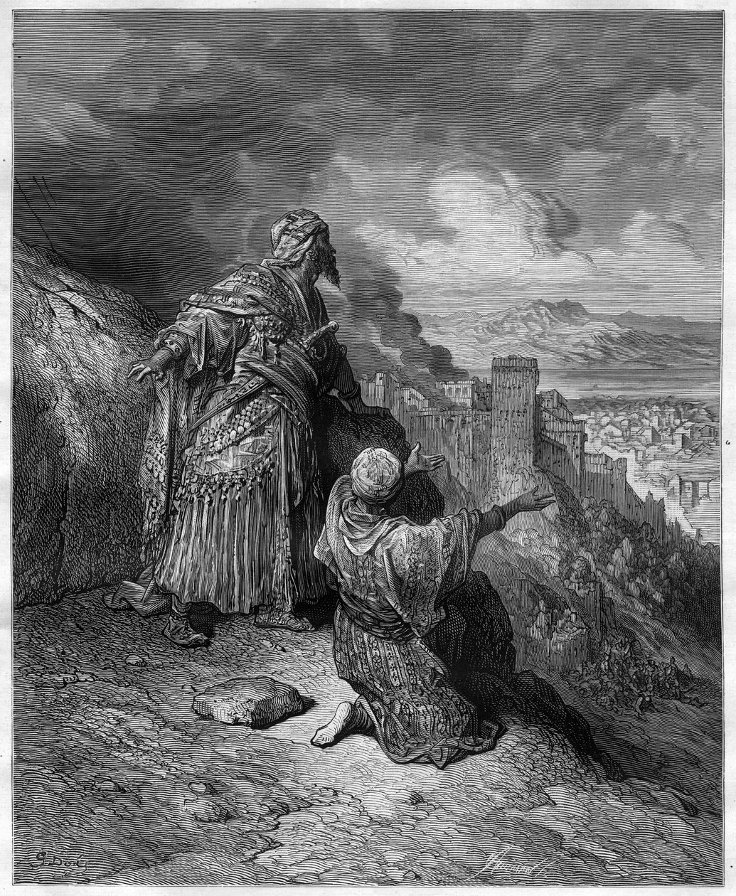 Boabdil opuszcza Granadę - Abu Abd Allah Mohammed, vel El Chico (Muhammad XII) (1459-1533) ostatni arabski król Granady, ilustracja z „Opowieści o wyprawach krzyżowych” J-F. Michaud autorstwa Gustave Dore