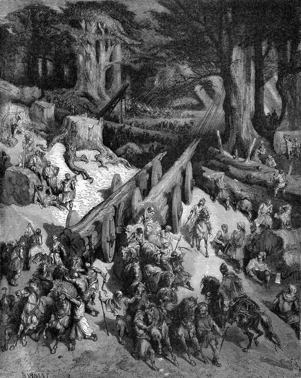 Budowa Świątyni Jerozolimskiej autorstwa Gustave Dore