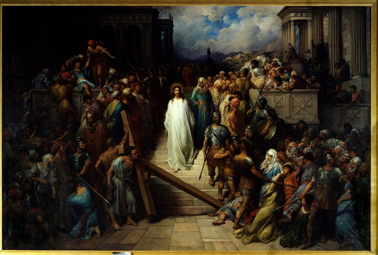 Chrystus opuszczający księdza. Po potępieniu przez ludzi, Jezus Chrystus rozpoczął Drogę Krzyżową. Obraz Gustave Dore (1832-1883) autorstwa Gustave Dore