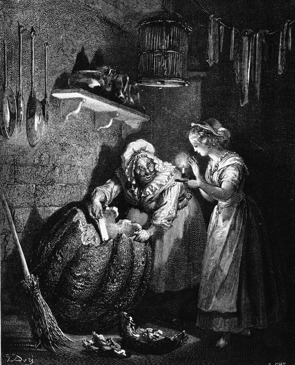 Kopciuszek: ilustracja Gustave Doré - w „Les Contes” Charlesa Perraulta. autorstwa Gustave Dore