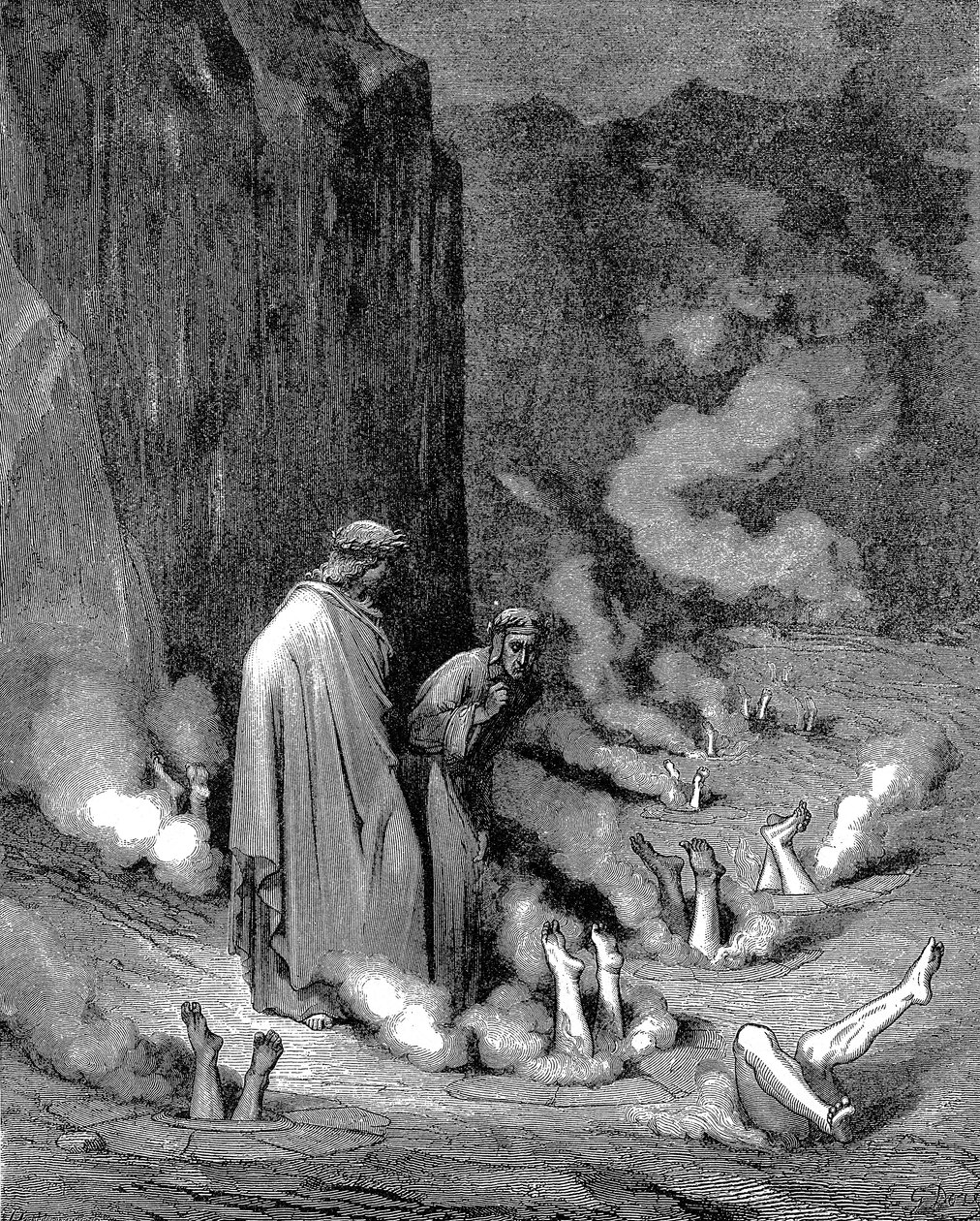 Dante i Wergiliusz w piekle, 1863 autorstwa Gustave Dore